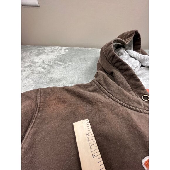 Old Navy Surplus Riverside Mens XL Brown Athletic Varsity Hoodie Thrashed Preppy - Picture 7 of 10